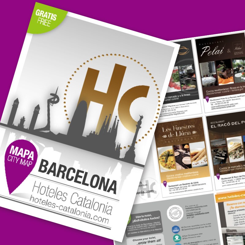 diseno de mapa hoteles barcelona - Diseño gráfico de mapa de hoteles