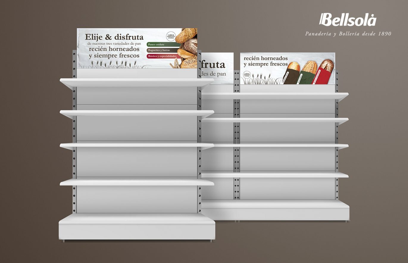 cabecera de gondola para supermercado