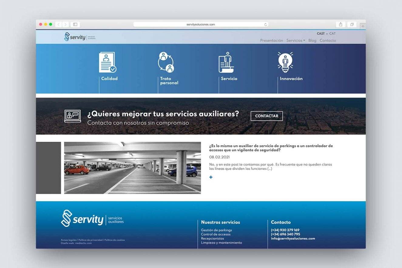 maquetacion de pagina web empresa de servicios
