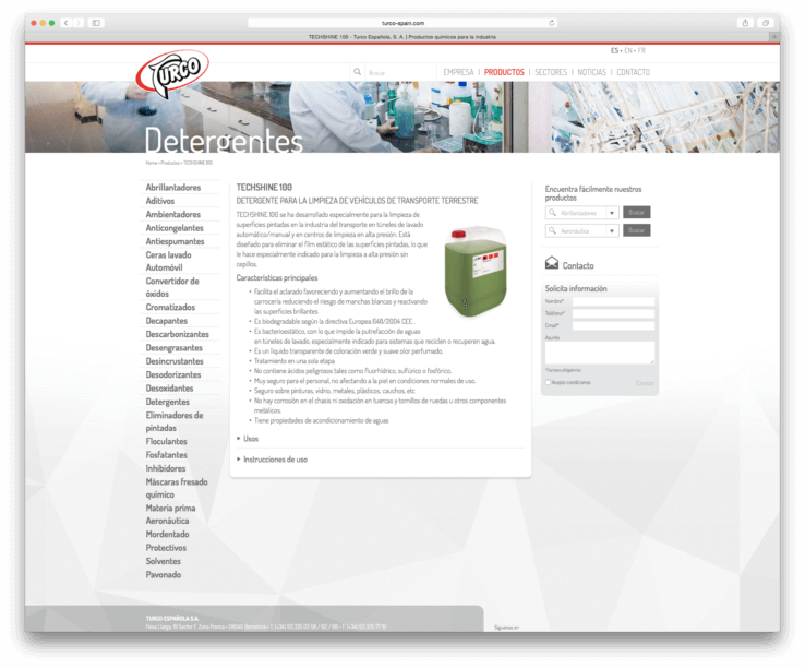 web design barcelona creation 738x612 - Creación de la nueva web de  la compañía TURCO ESPAÑOLA S.A
