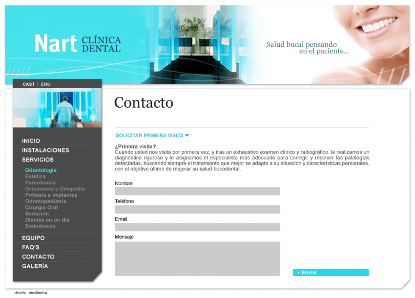 web clinica nart 850x612 - Mediactiu crea la nova web de la prestigiosa Clinica dental Nart de Barcelona