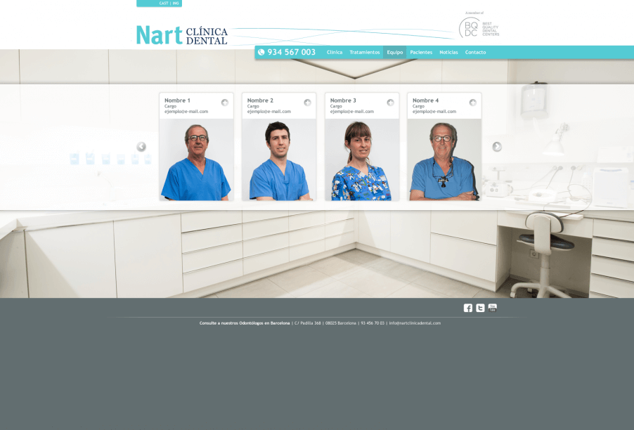 web clinica nart B 2013 Equipo 902x612 - Mediactiu crea la nova web de la prestigiosa Clinica dental Nart de Barcelona