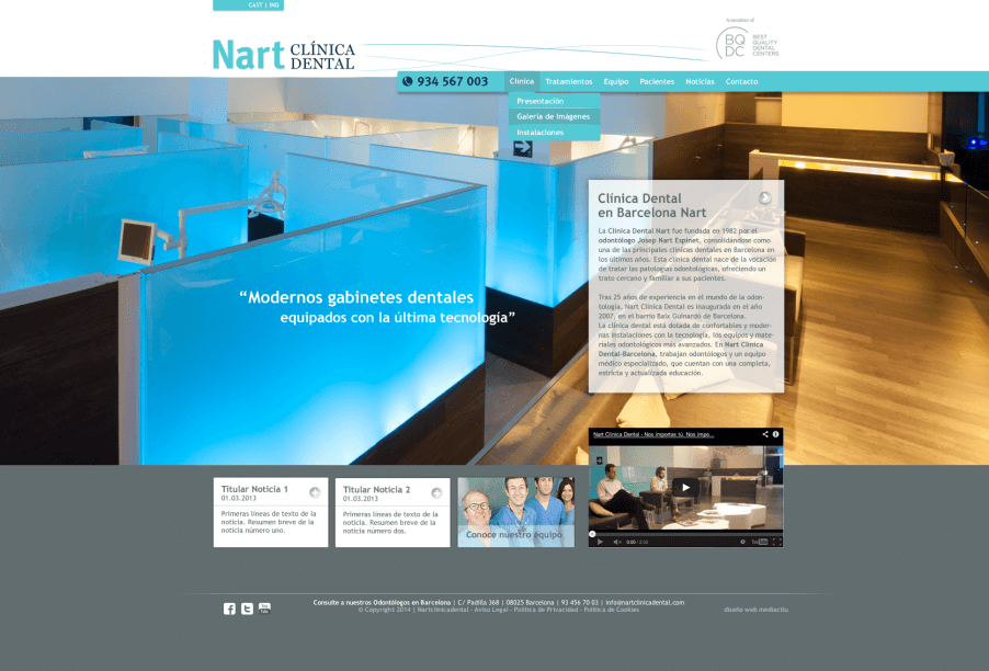 web clinica nart Home 2014 902x612 - Mediactiu crea la nova web de la prestigiosa Clinica dental Nart de Barcelona