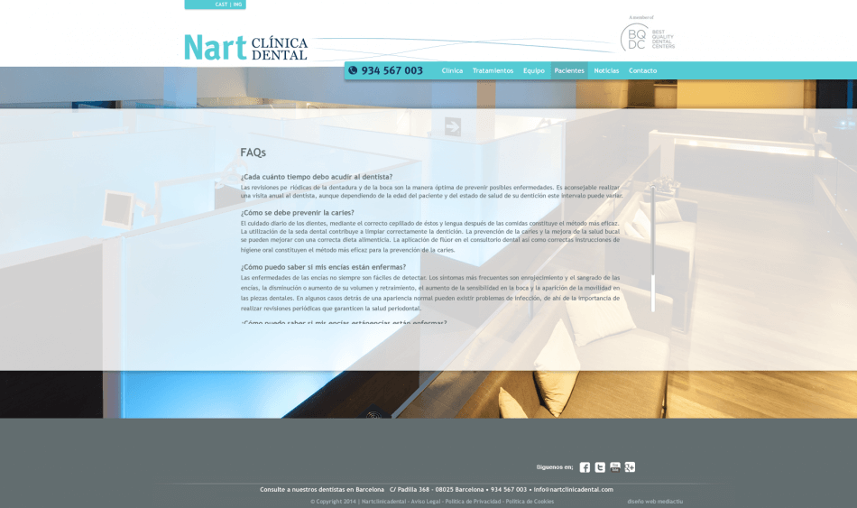 web clinica nart Scroll copia copia 950x563 - Mediactiu crea la nova web de la prestigiosa Clinica dental Nart de Barcelona
