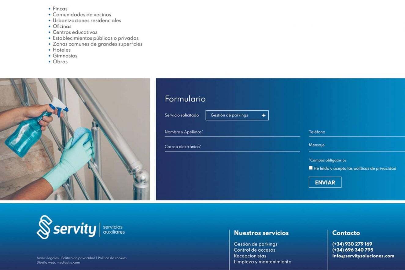 maquetacion web sector servicios
