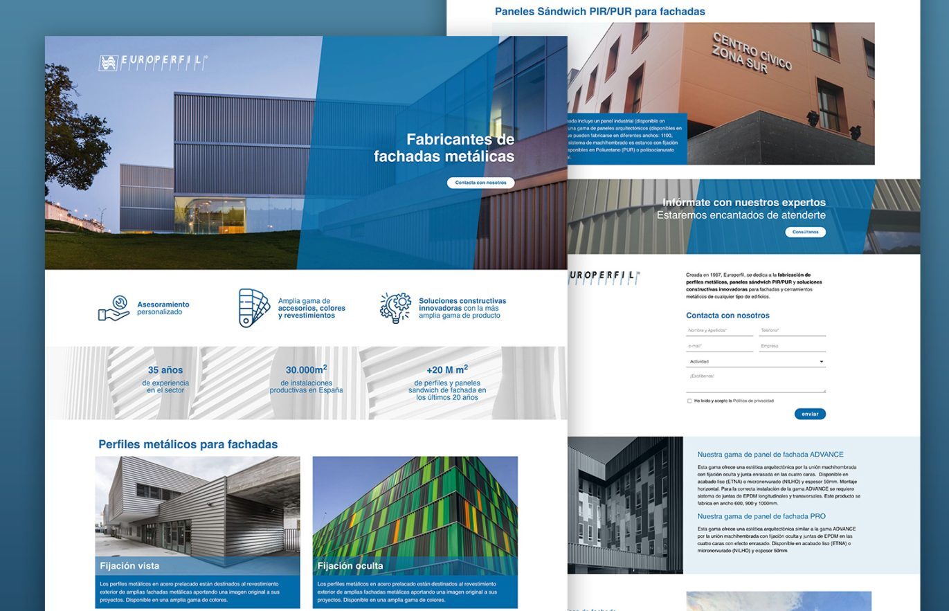 3 landing page para fabricantes de fachadas