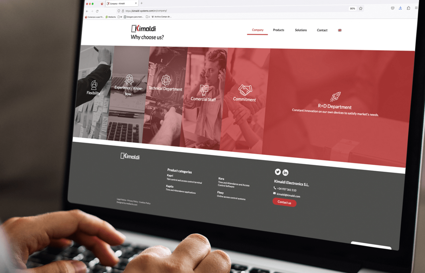 8 pagina web para empresa kimaldi