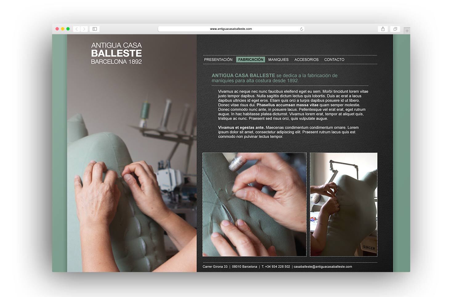 web pages studio barcelona - Dise&ntilde;o web para Antigua Casa Balleste